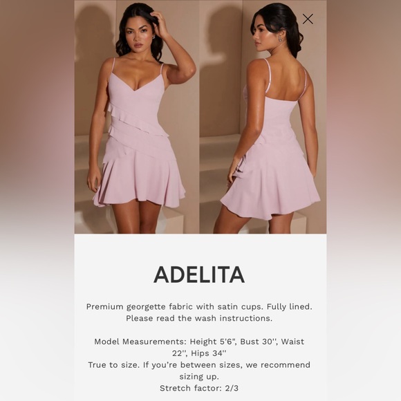 Oh Polly ADELITA Asymmetric Multi Strap Ruffle Detail Mini Dress in Blush NWT - Picture 14 of 15